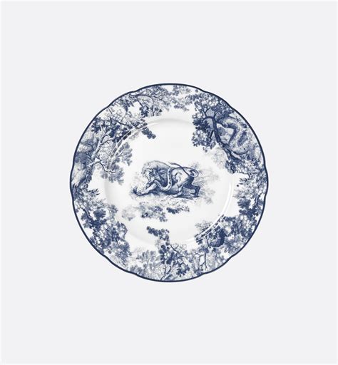 Dessert Plate Blue Toile de Jouy Lion 